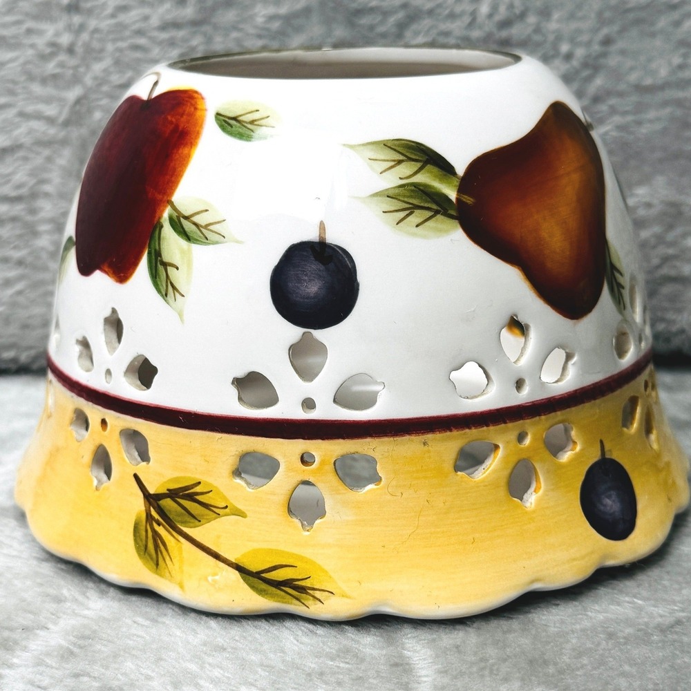 Sonoma Villa Home Interiors Ceramic Candle Jar Topper Shade Fruit‎ Cutout 4in